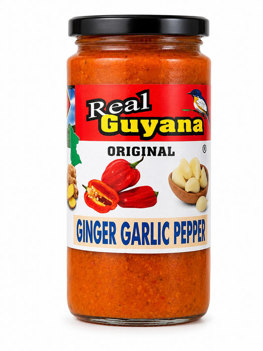 Real Guyana Original Ginger Garlic Pepper Sauce 12 oz