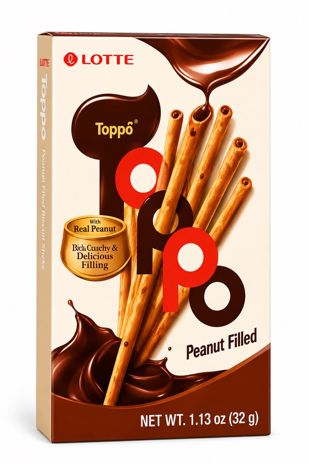 Lotte Toppo Peanut Filled Biscuit Sticks, 1.13 oz