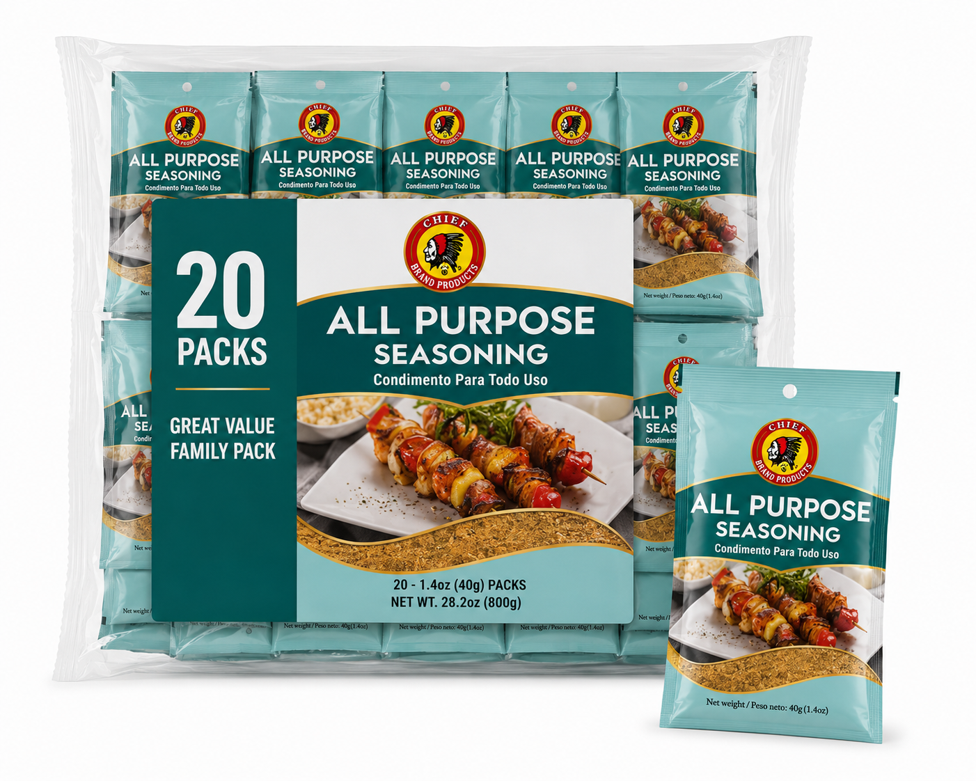 Chief All Purpose Seasoning Family Pack - 20 Packs | 28.2 oz product image