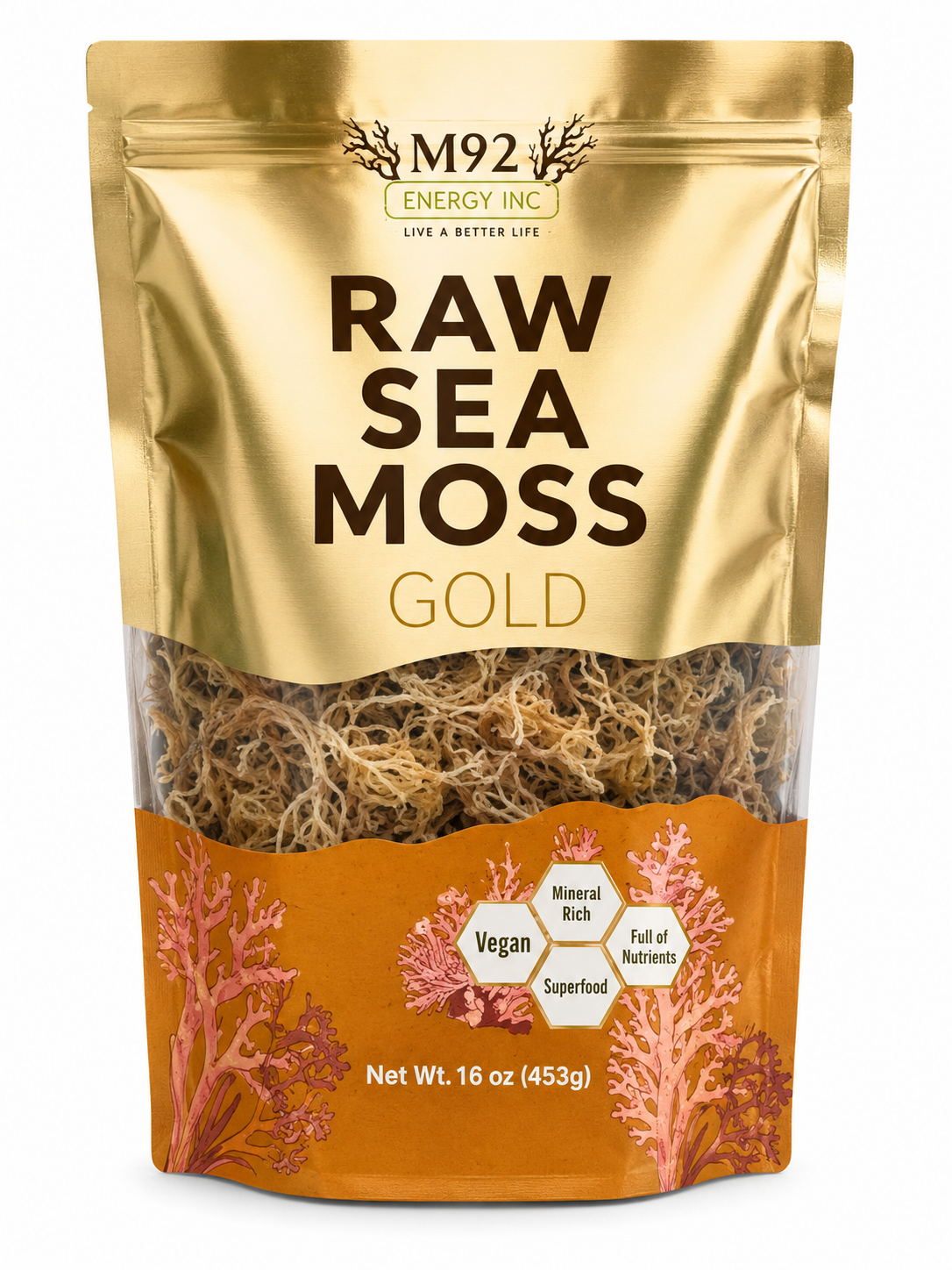 M92 Energy Raw Sea Moss Gold 16 oz