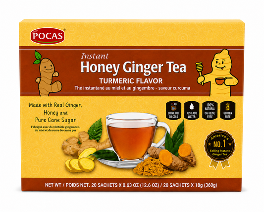 Pocas Instant Honey Ginger Tea Turmeric Flavor 20 Sachets
