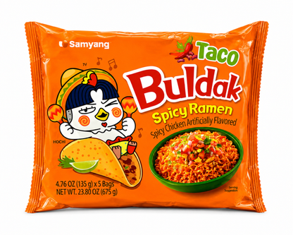 Samyang Buldak Taco Spicy Ramen, 5 Pack, 23.8 oz (675 g)