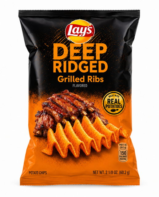 Lay's Deep Ridged Grilled Ribs Flavored Potato Chips, 2.125 oz