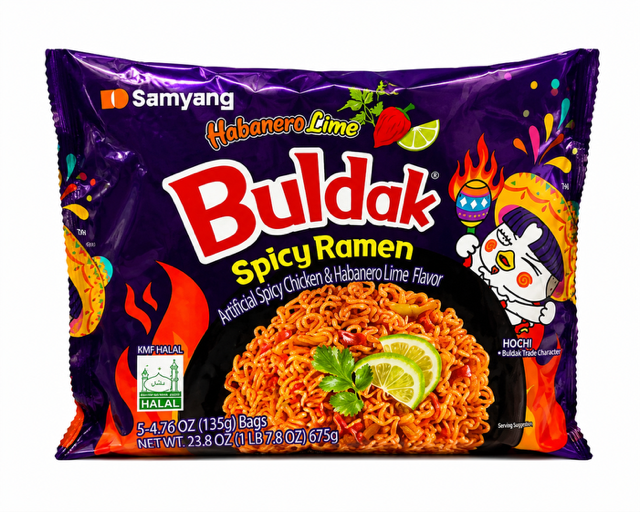 Samyang Buldak Habanero Lime Spicy Ramen, 5 Pack, 23.8 oz (675 g)