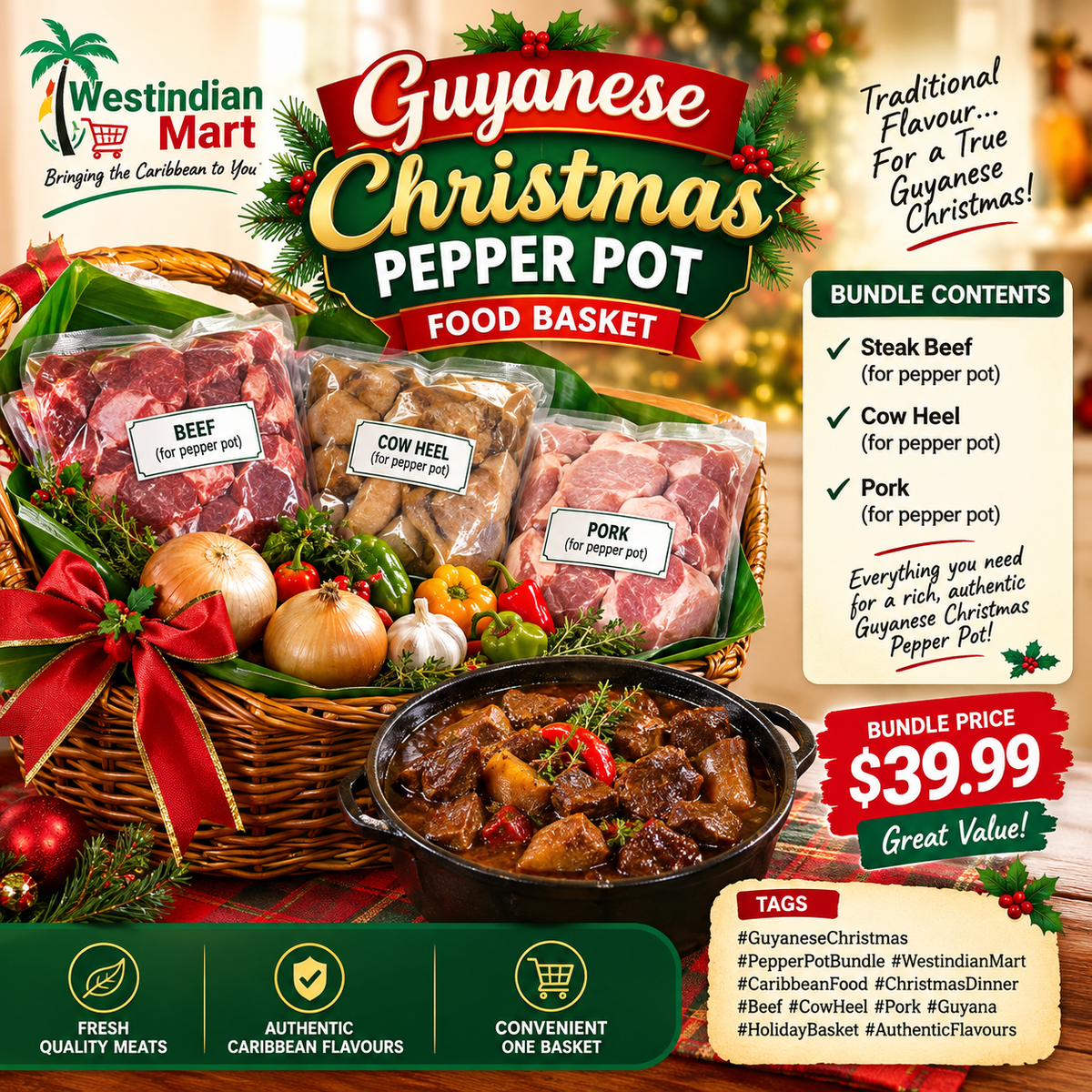 Guyanese Christmas Pepper Pot (Basket Not Included)