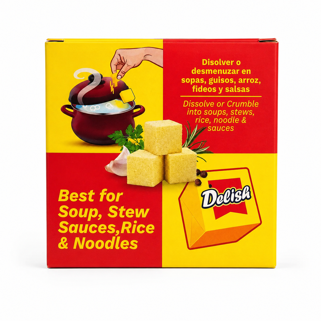 Delish Cubitos Pollo Chicken Bouillon Cubes – 25 Cubes, 3.52 oz (100g)