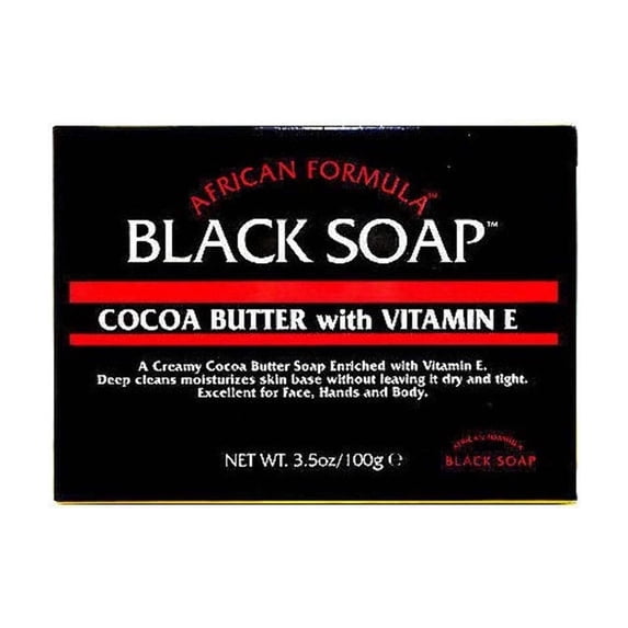 African Formula Black Soap with Cocoa Butter and Vitamin E 3.5 oz
