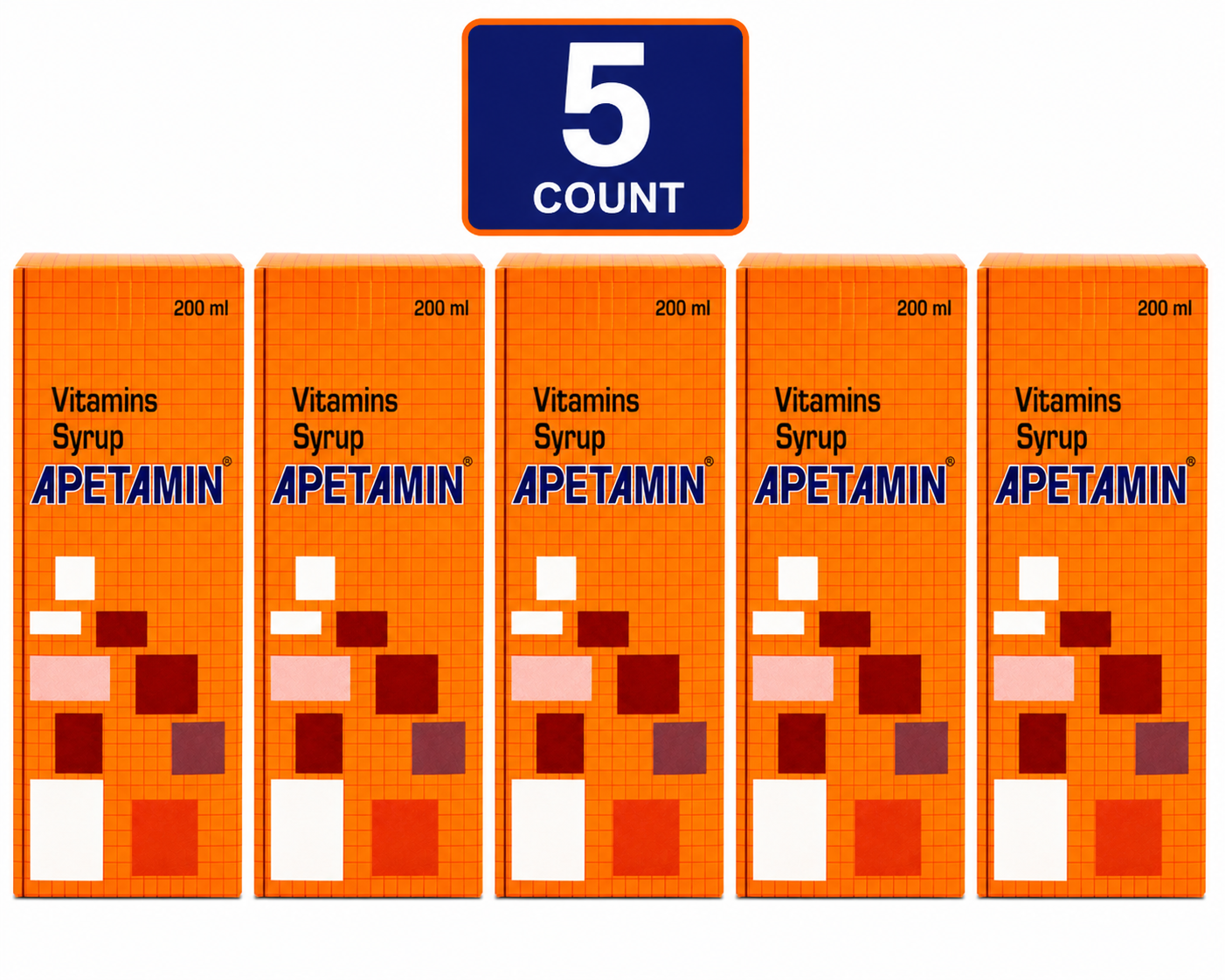 Apetamin Daily Vitamin Syrup 200ml 5 Pack