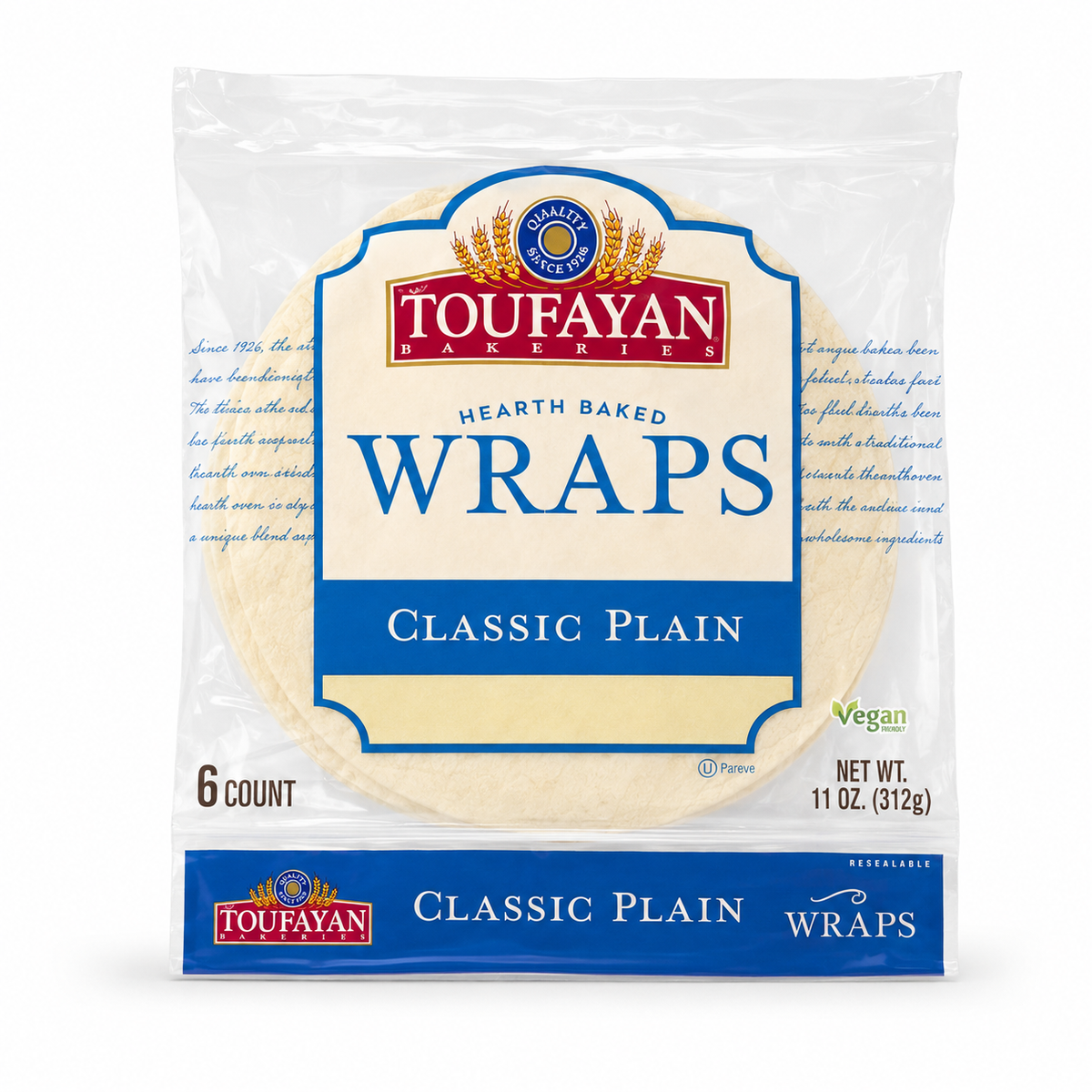 Toufayan Bakeries Classic Plain Wraps 6 Count 11 oz