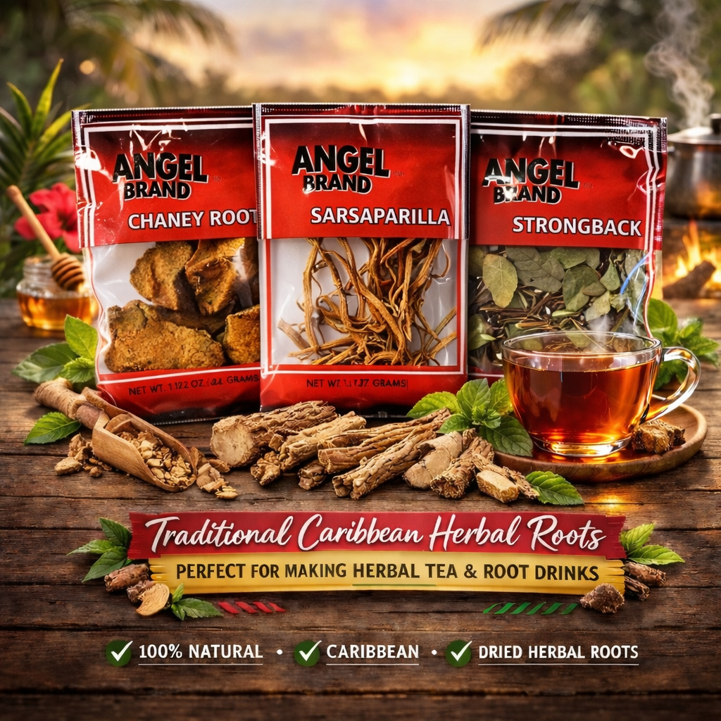 Angel Brand Caribbean Roots Tea Bundle – 6 Pack | Chaney Root, Sarsaparilla & Strongback Herbal Blend