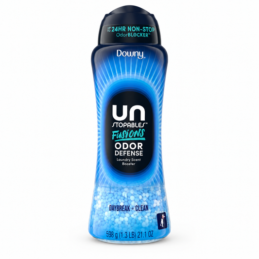 Downy Unstopables Fusions Daybreak + Clean Scent Booster 598 g on a white background