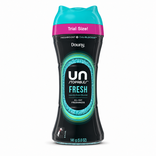 Downy Unstopables Fresh Scent Booster Trial Size 141 g on a white background