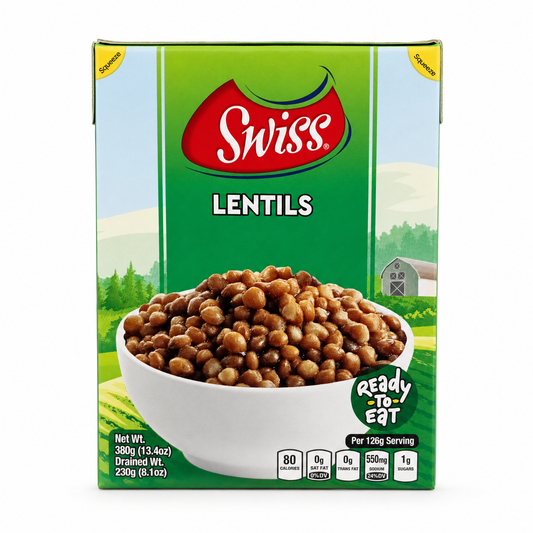 Swiss Lentils 13.4 oz product package on a white background