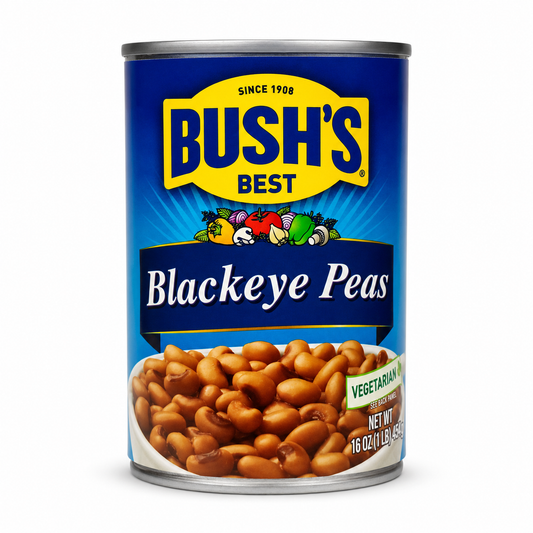 Bush's Best Blackeye Peas product package on a white background