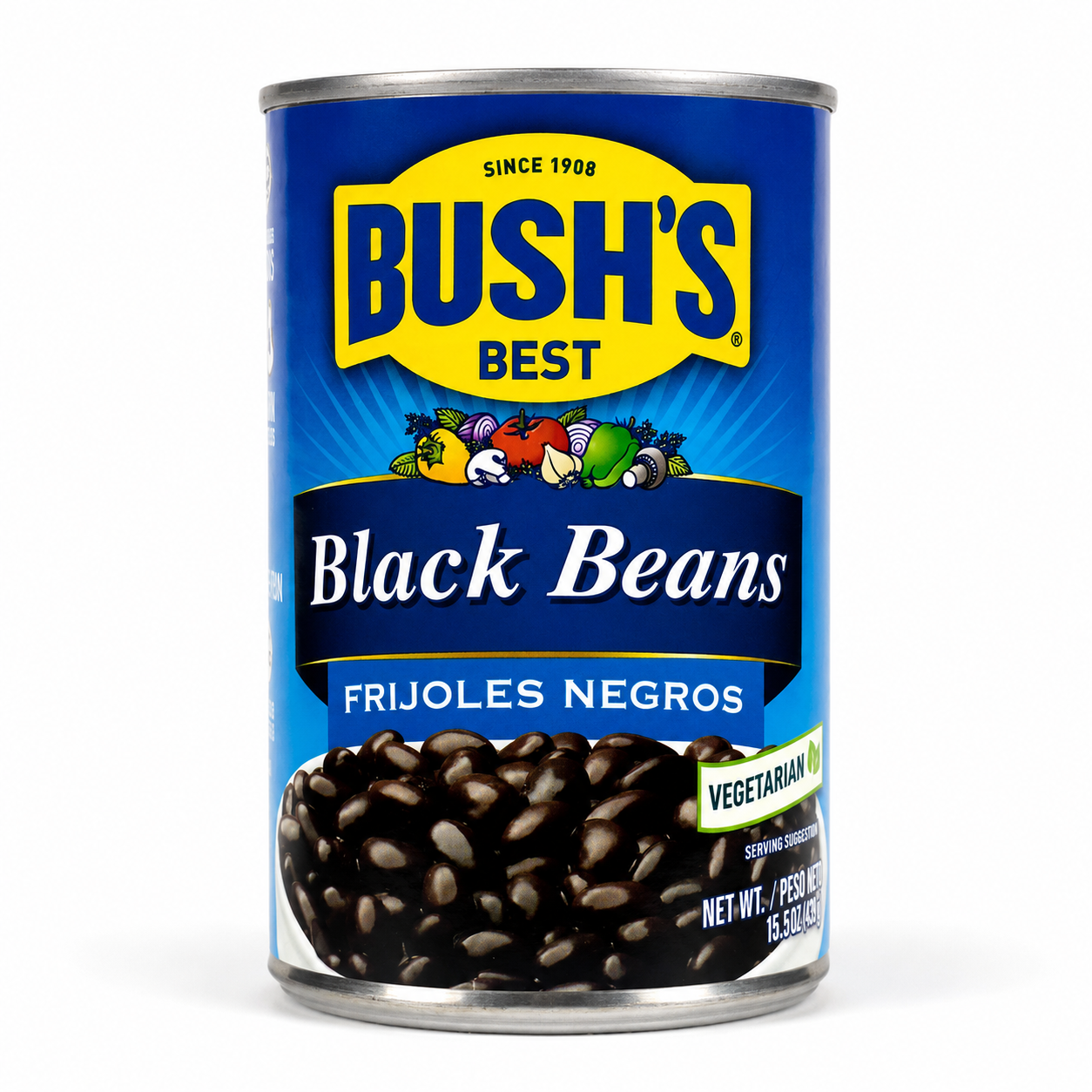 Bush's Best Black Beans product package on a white background