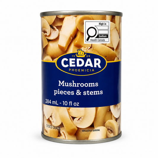 Cedar Mushrooms Pieces & Stems 10 oz product package on a white background