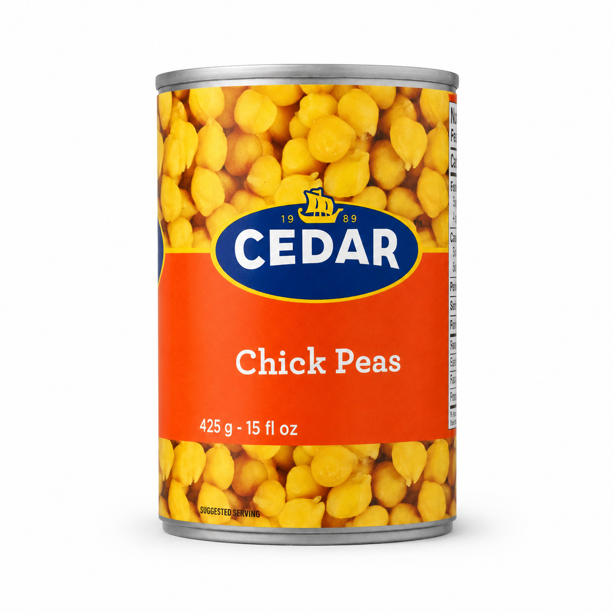 Cedar Chick Peas 15 oz product package on a white background