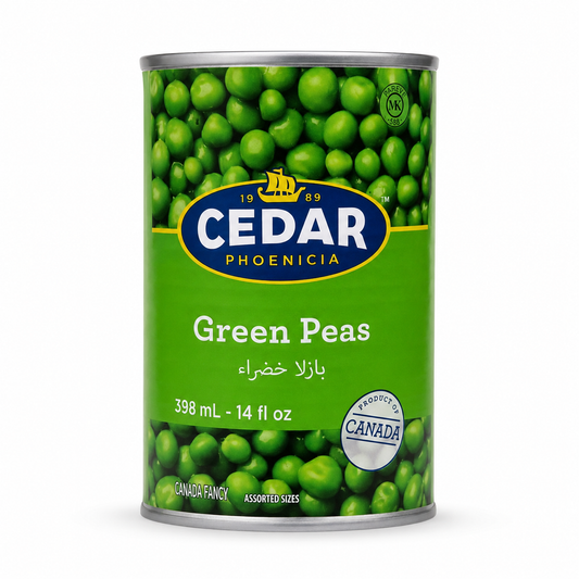 Cedar Green Peas 14 oz product package on a white background