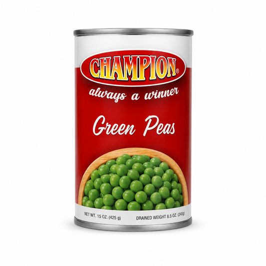 Champion Green Peas 15 oz product package on a white background