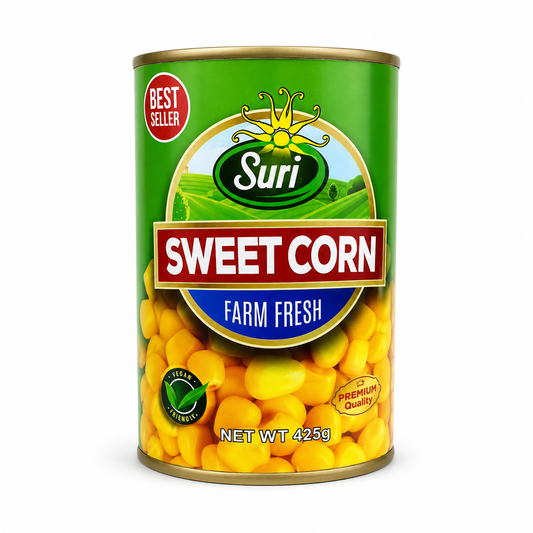 Suri Sweet Corn 425 g product package on a white background