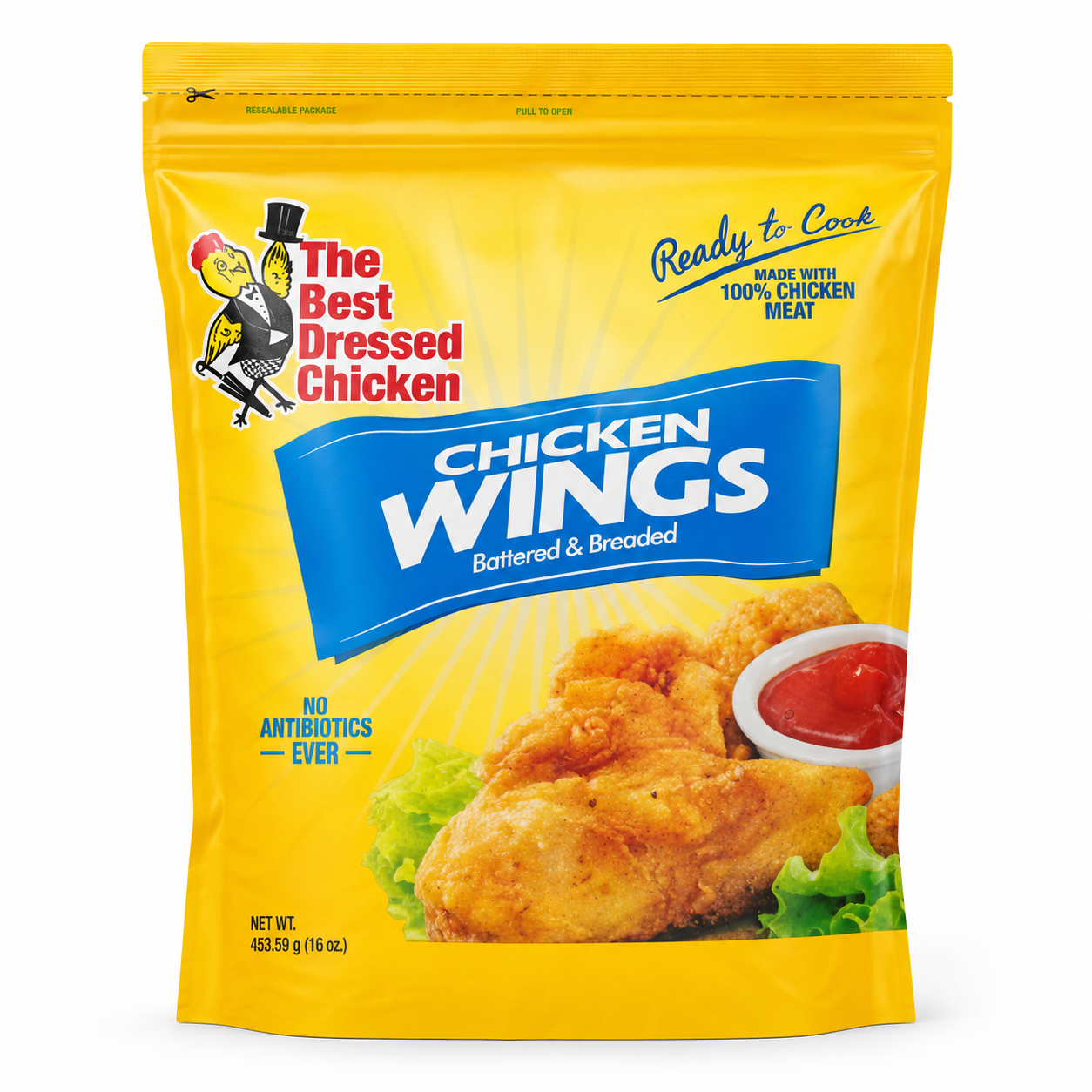 The Best Dressed Chicken Wings 1 lb product package on white background
