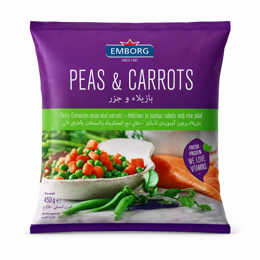 Emborg Peas & Carrots 450g product package on white background