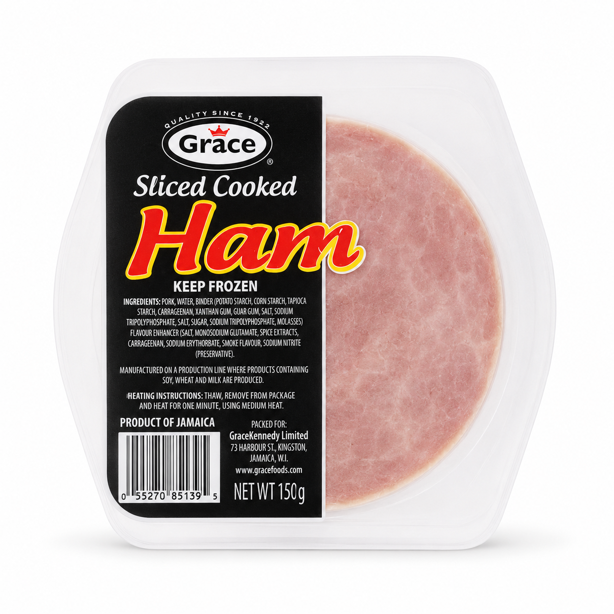 Grace Sliced Cooked Ham 150g product package on white background