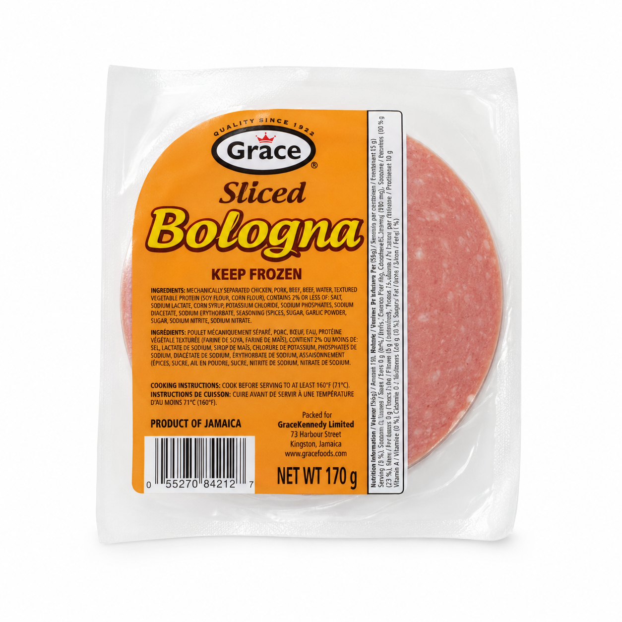 Grace Sliced Bologna 170g product package on white background