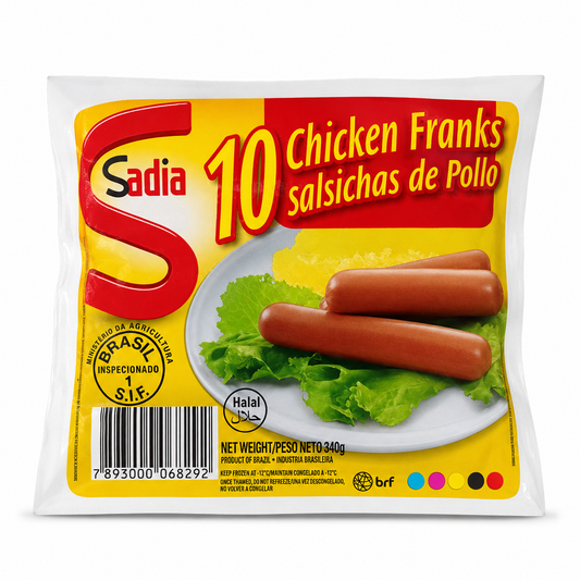 Sadia Chicken Franks 10 Count 340g product package on white background