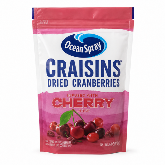 Ocean Spray Craisins Cherry Juice Infused Dried Cranberries 6 oz product image on a white background