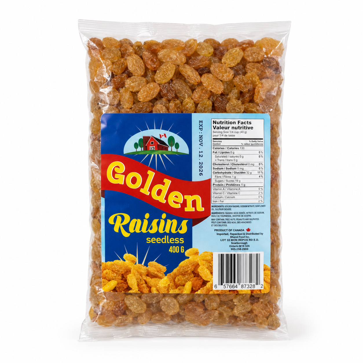 Golden Seedless Raisins 400 g product image on a white background