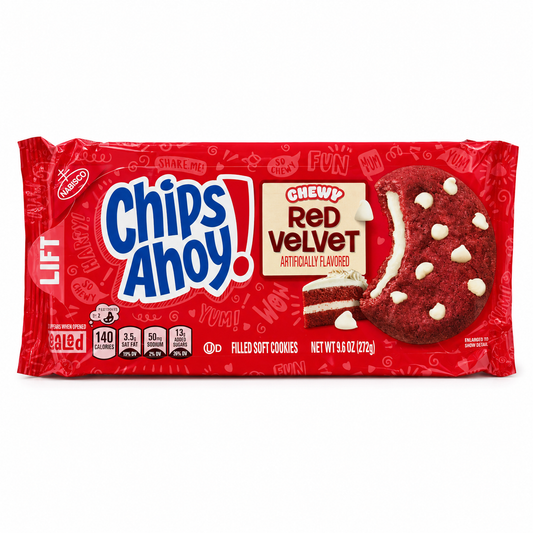 Chips Ahoy! Chewy Red Velvet Filled Cookies 9.6 oz (272 g) product image on a white background