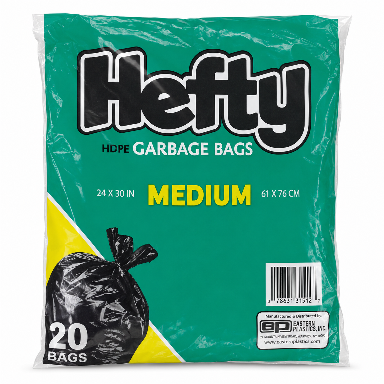 Hefty Medium HDPE Garbage Bags 24 x 30 in - 20 Count product image on a white background