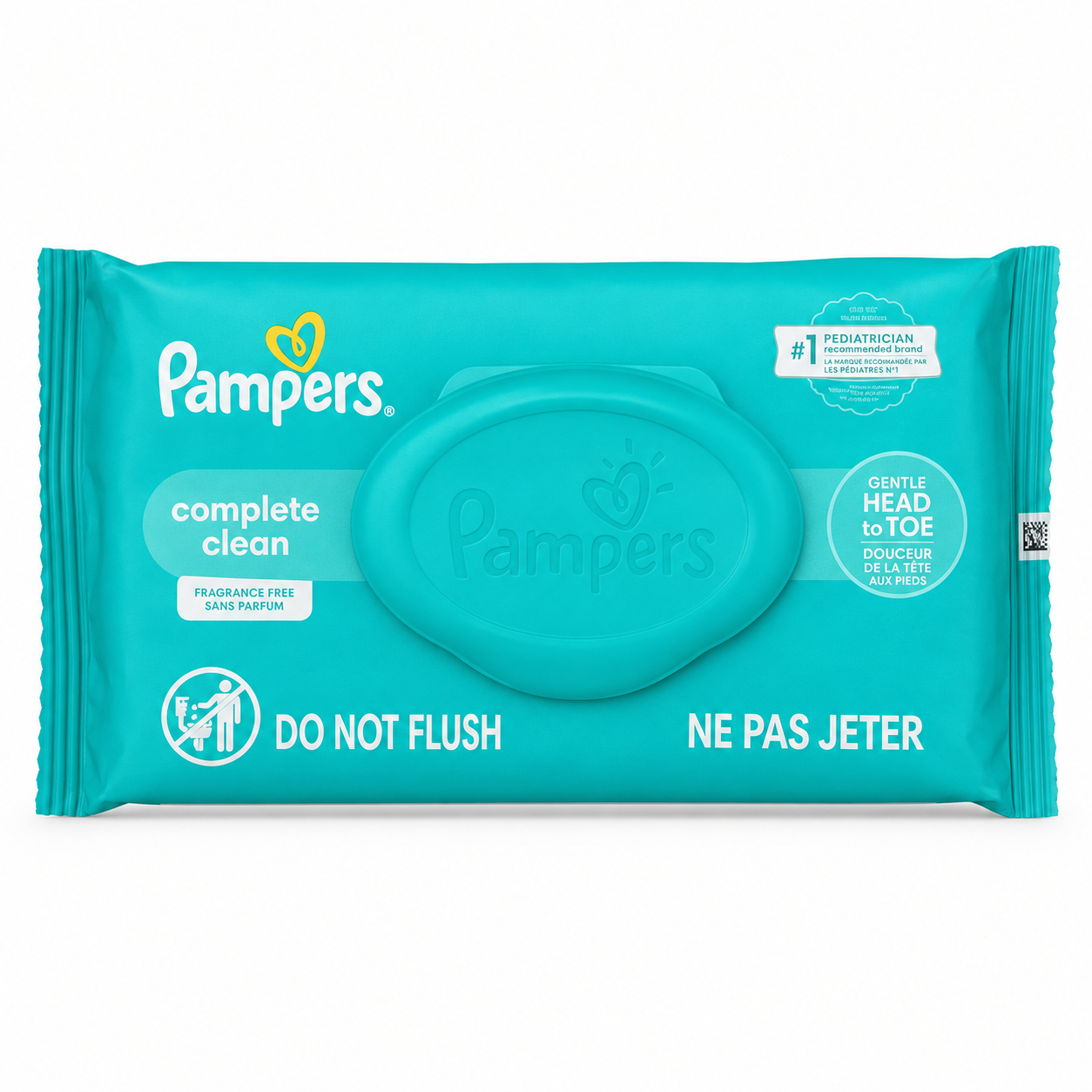 Pampers Complete Clean Fragrance-Free Baby Wipes product image on a white background