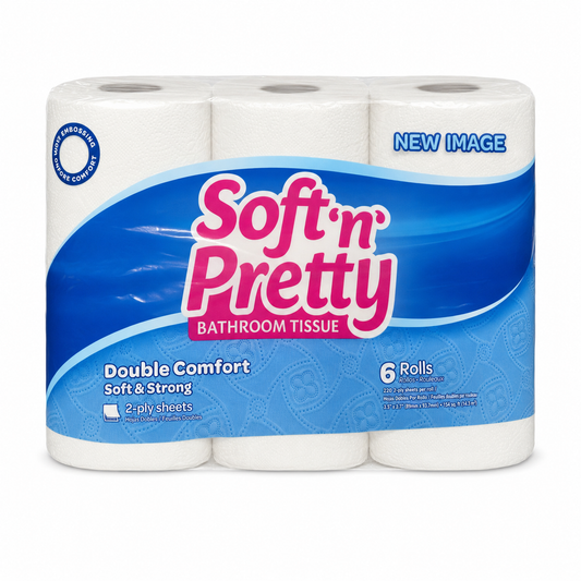 Soft 'n' Pretty Double Comfort 2-Ply Bathroom Tissue - 6 Rolls product image on a white background