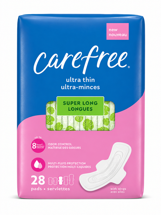 Carefree Ultra Thin Super Long Pads 28 Count