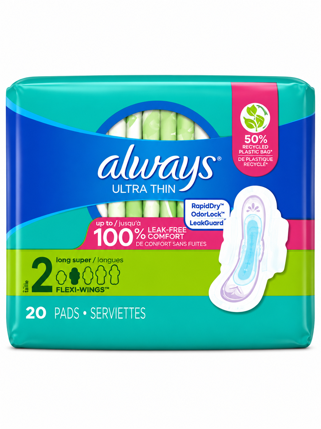 Always Ultra Thin Long Super Size 2 Pads 20 Count
