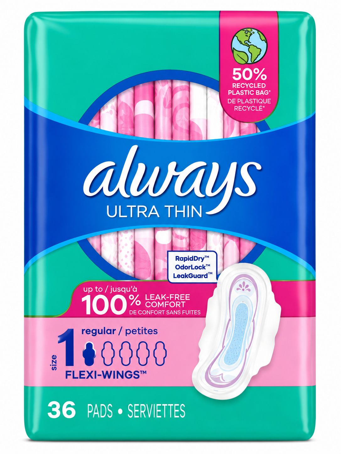 Always Ultra Thin Regular Size 1 Pads 36 Count