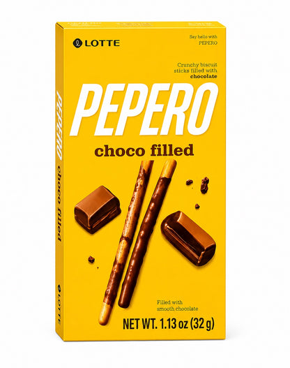 Lotte Pepero Choco Filled Biscuit Sticks, 1.13 oz (32 g)