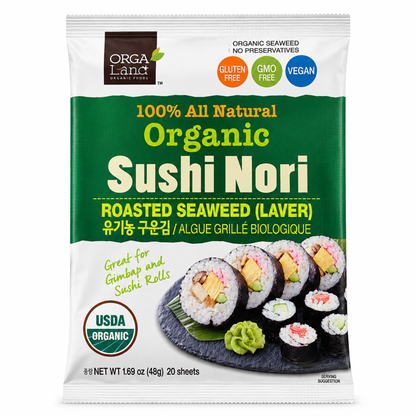 Orga Land Organic Sushi Nori Roasted Seaweed, 20 Sheets, 1.69 oz (48 g)