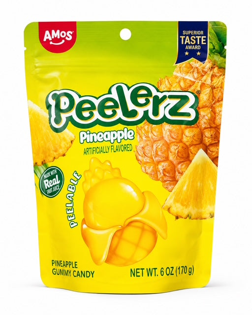 AMOS Peelerz Pineapple Peelable Gummy Candy, 6 oz (170 g)