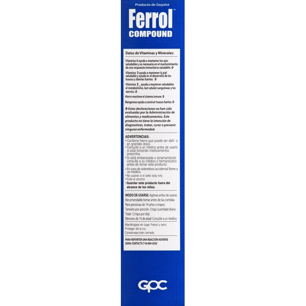 Ferrol Compound Liquid Dietary Supplement 16.9 fl oz | Iron Vitamin Support