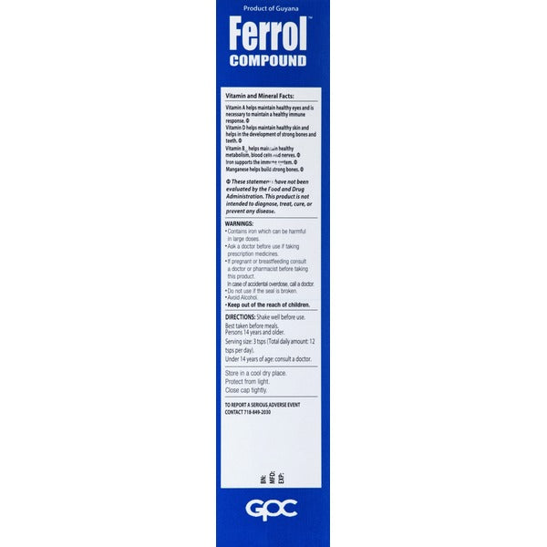 Ferrol Compound Liquid Dietary Supplement 16.9 fl oz | Iron Vitamin Support