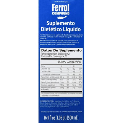 Ferrol Compound Liquid Dietary Supplement 16.9 fl oz | Iron Vitamin Support