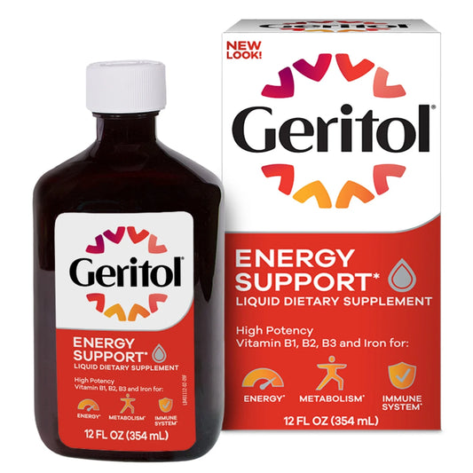 Geritol Liquid Energy Support 12 fl oz | High Potency B Vitamins & Iron