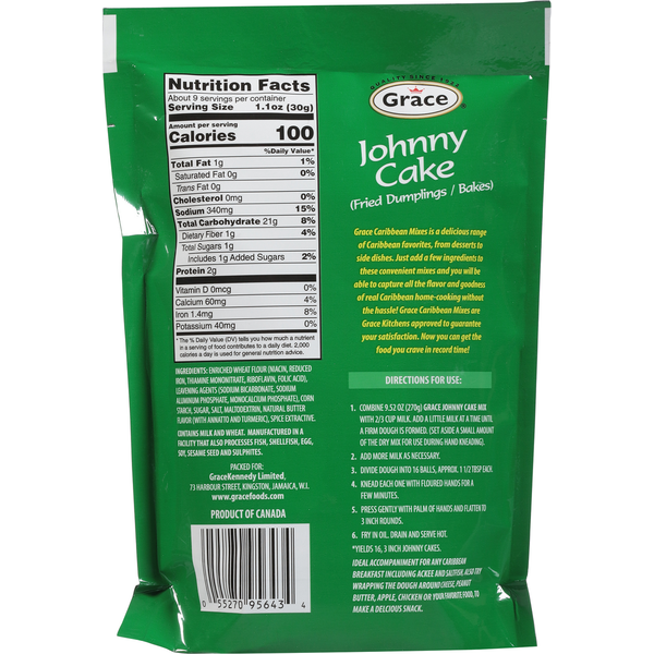 Grace Johnny Cake Mix 9.52 oz | Caribbean Fried Dumplings / Bakes Mix
