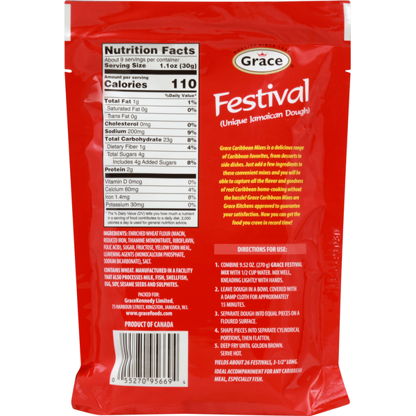 Grace Festival Jamaican Dough Mix 9.52 oz (4 Pack) | Caribbean Fry Bread