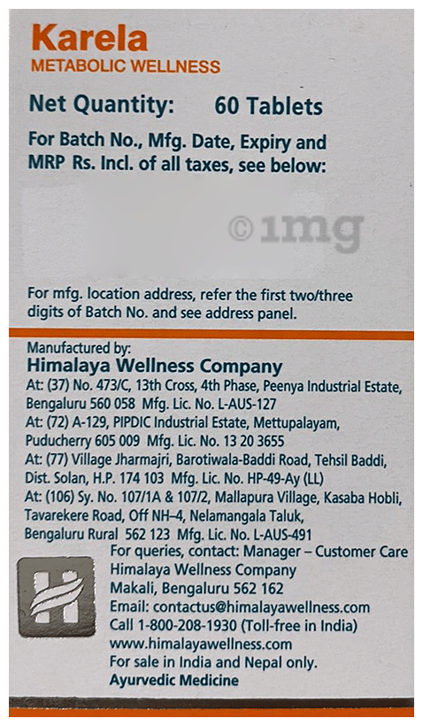 Himalaya Karela (Bitter Gourd) Metabolic Wellness – 60 Tablets