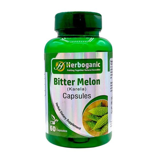 HERBOGANIC Bitter Melon (Karela) Capsules | 100% All Natural 60 Capsules