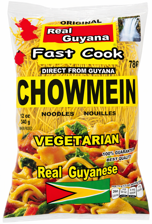Real Guyana Fast Cook Chowmein Noodles 12oz (340g) – Authentic Guyanese Chow Mein